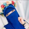 Foulard Carré Islamique Bleu Royal & Demi-Niqab pour Femmes