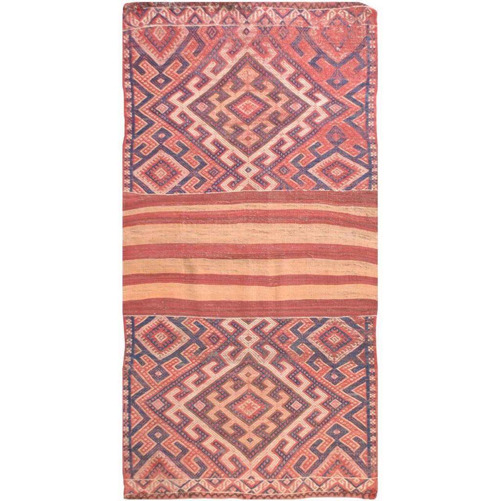 Tapis Kilim en laine persane d'occasion tissé à la main Modèle Heris