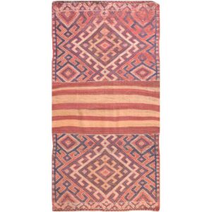 Tapis Kilim en laine persane d’occasion tissé à la main Modèle Heris