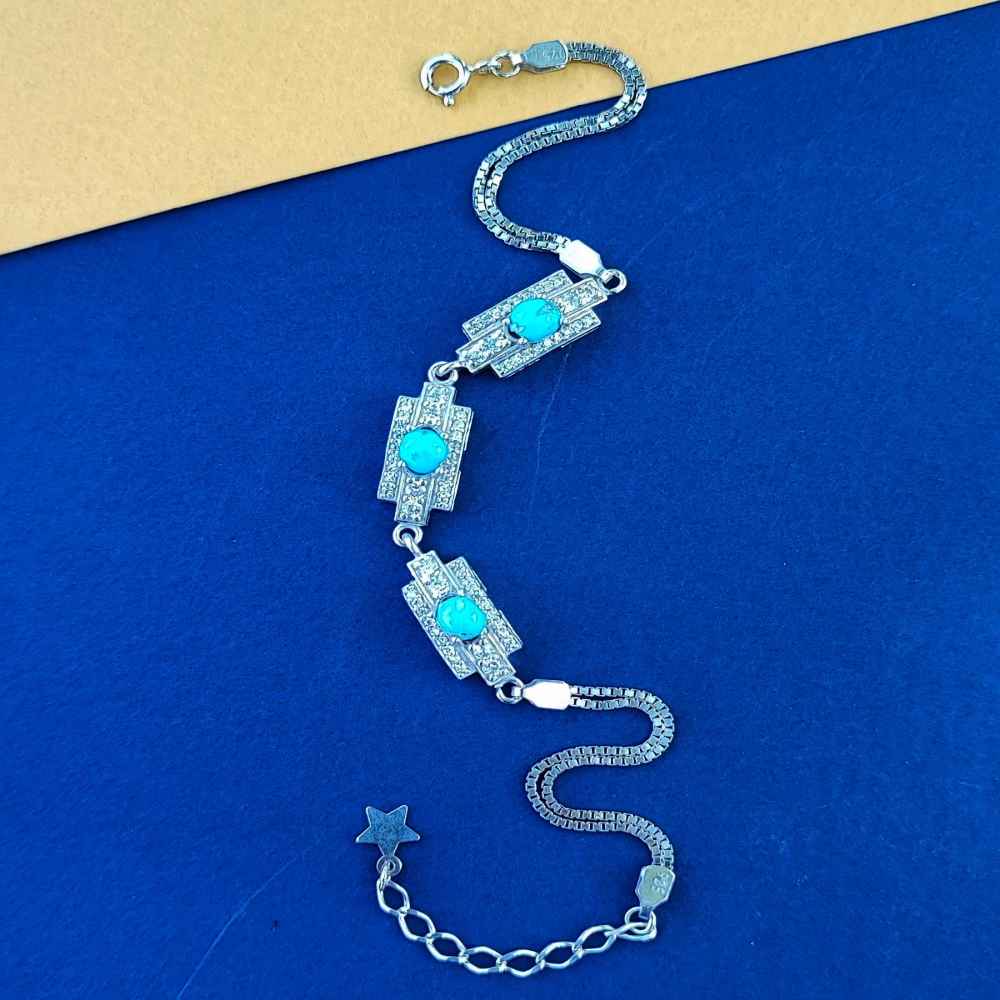 Bracelet en Argent avec Pierre Turquoise pour Femmes Dara