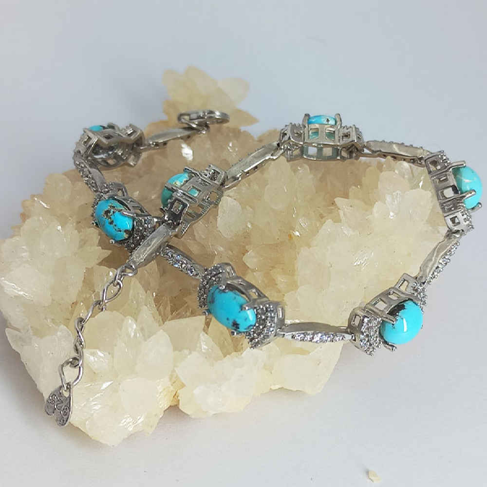 Bracelet en Argent avec Pierre Turquoise pour Femmes Laya