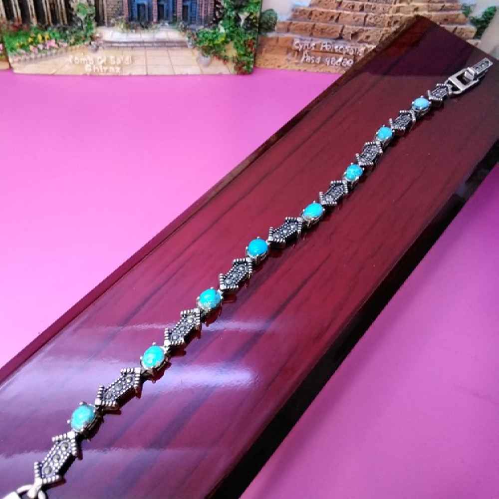 Bracelet en Argent avec Pierre Turquoise pour Femmes Ladan