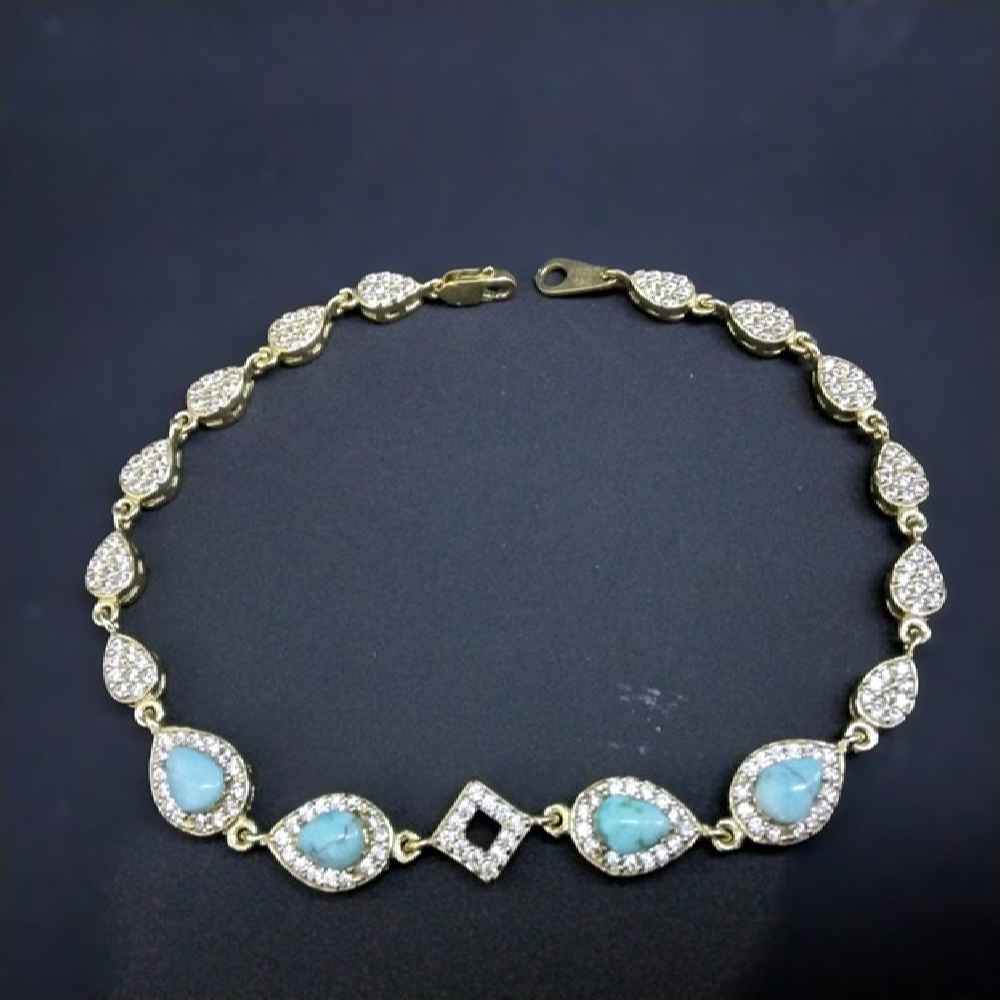 Bracelet en Argent avec Pierre Turquoise pour Femmes Mana