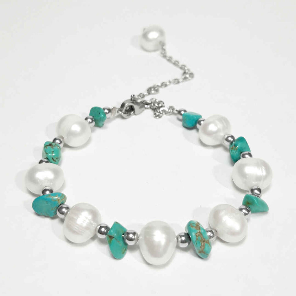Bracelet en Argent avec Pierre Turquoise pour Femmes Désorganisé