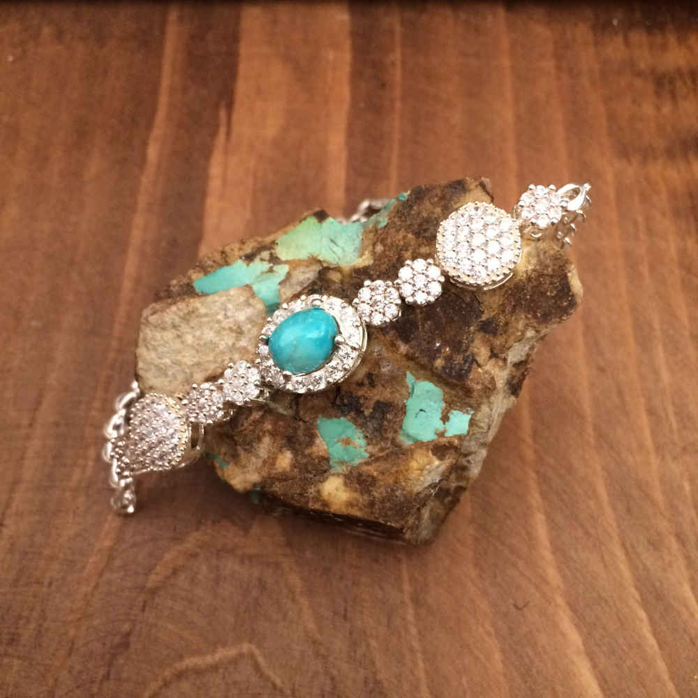 Bracelet en Argent avec Pierre Turquoise pour Femmes Sana