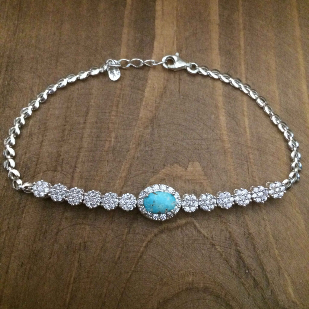 Bracelet en Argent avec Pierre Turquoise pour Femmes Taha