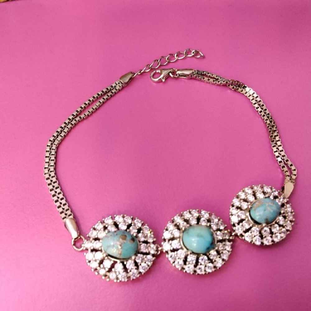 Bracelet en Argent avec Pierre Turquoise pour Femmes Tina