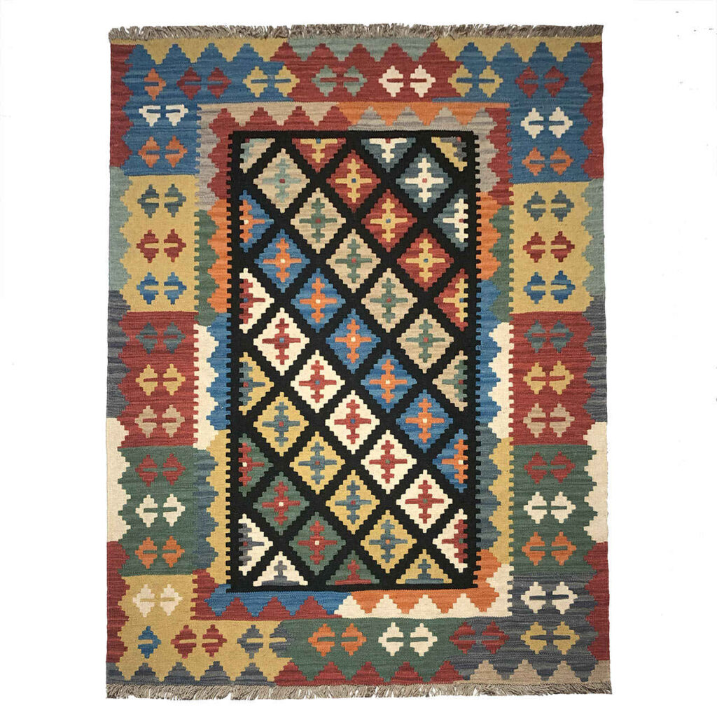 Tapis Kilim en laine persane tissé à la main Traditionnel Modèle Zarin