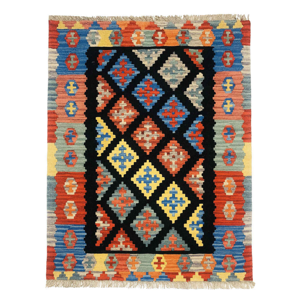Tapis Kilim en laine persane tissé à la main Traditionnel Modèle Viana