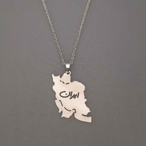 Collier minimaliste Modèle Typographie de l’Iran et Carte