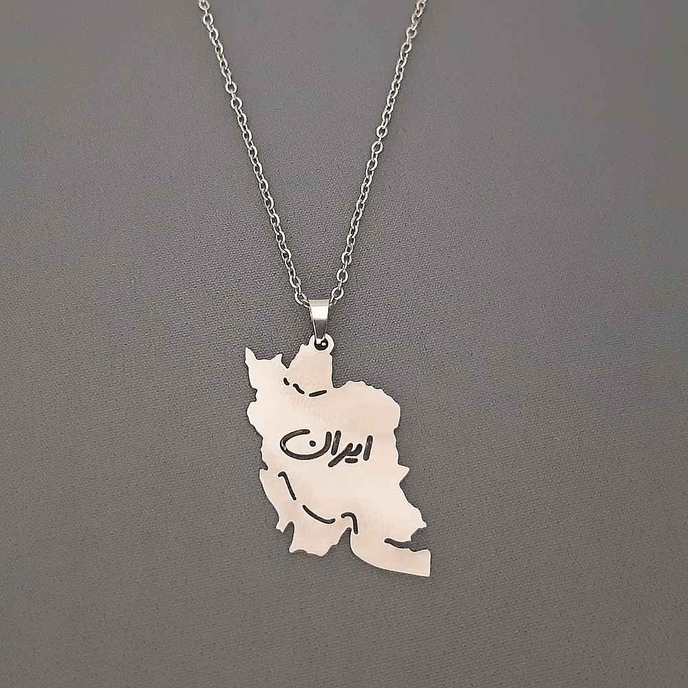 Collier minimaliste Modèle Typographie de l'Iran et Carte