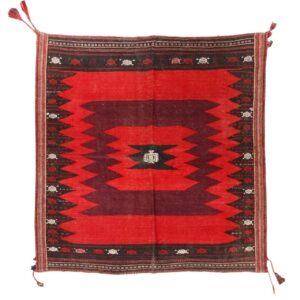 Tapis Kilim en laine persane vintage tissé à la main à Sirjan Rouge Clair