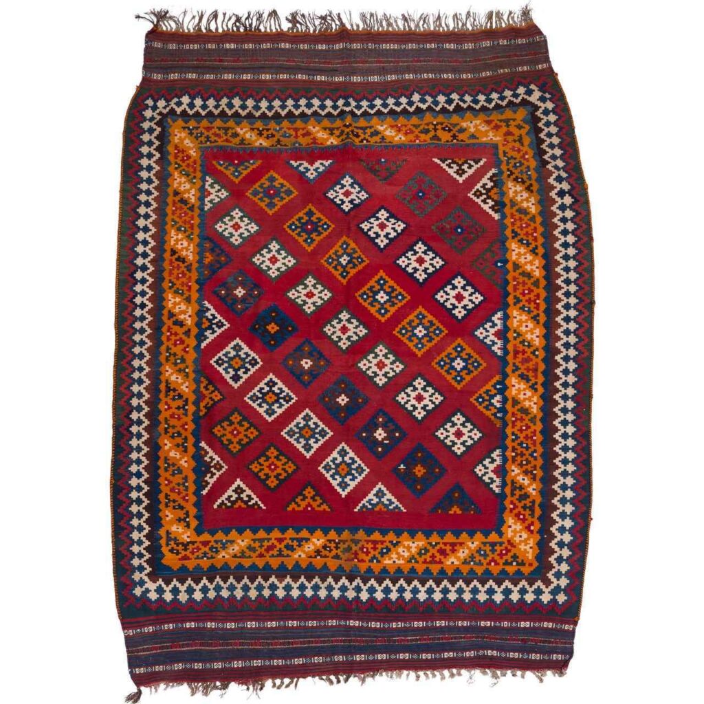 Tapis Kilim en laine persane vintage tissé à la main Modèle Ghashghaei