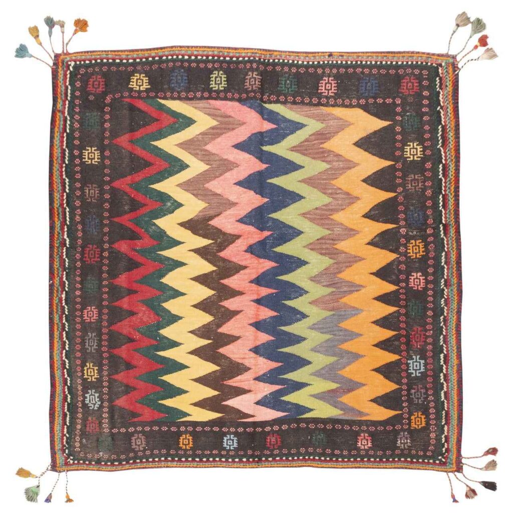 Tapis Kilim en laine persane vintage tissé à la main à Sirjan
