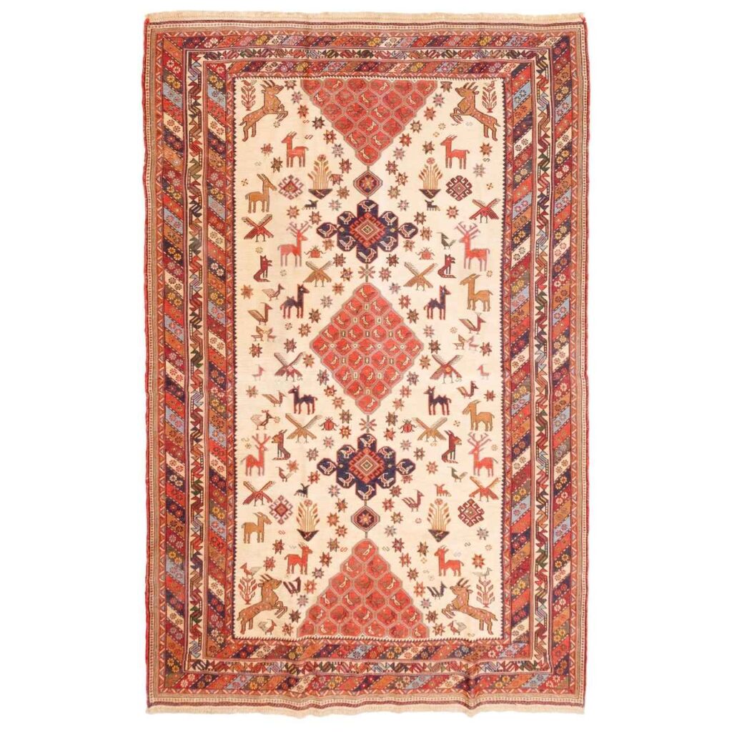Tapis Kilim en laine persane vintage tissé à la main à Sirjan Forêt