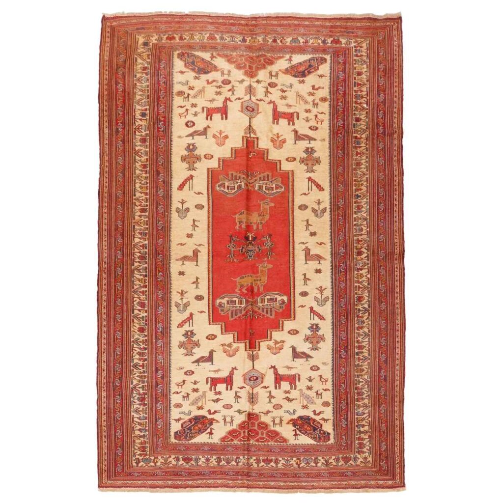 Tapis Kilim en laine persane vintage tissé à la main à Sirjan Parandegan