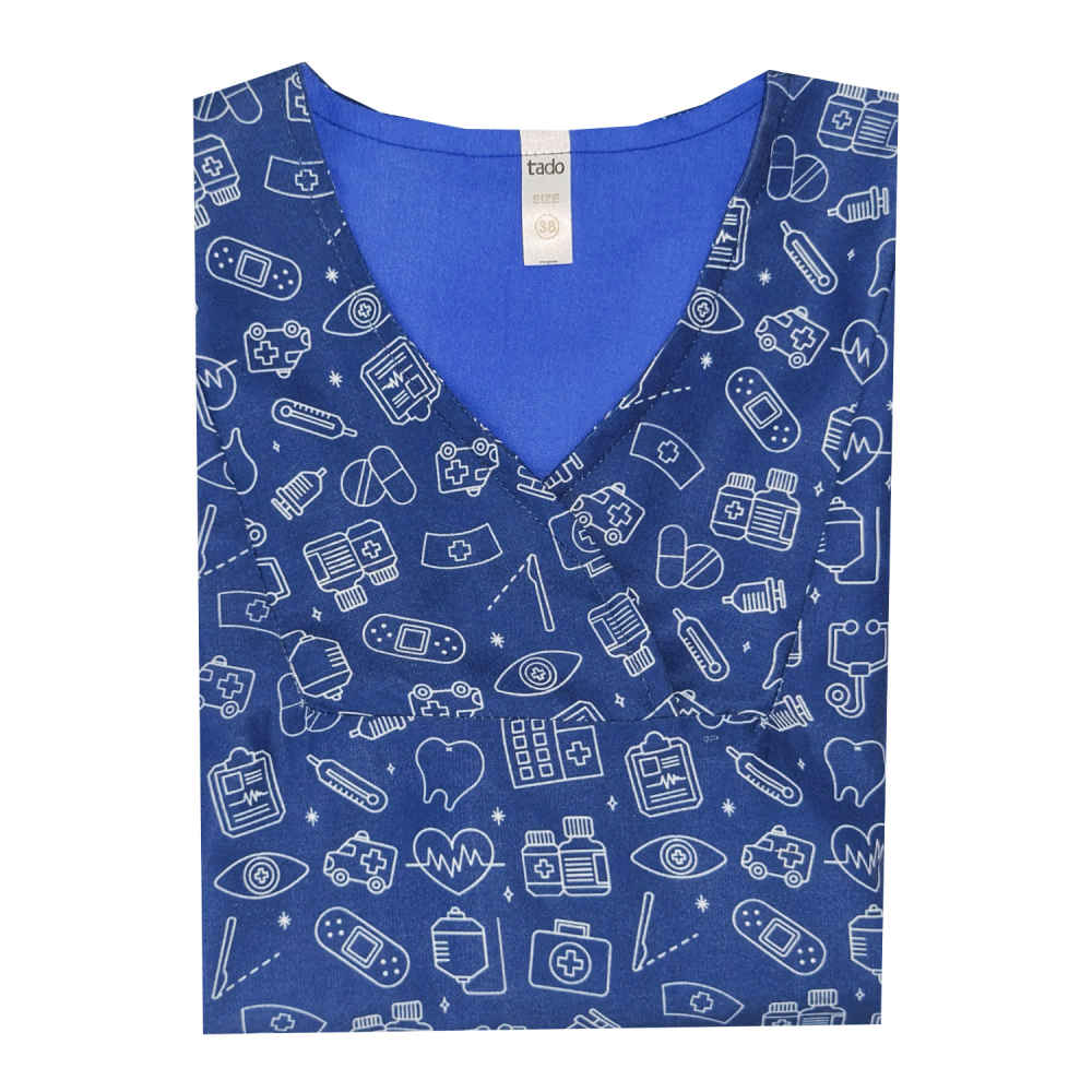 Blouse d’hôpital bleue pour femme – Fraîche et fiable