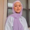Voile Foulard Hijab en Mousseline Lilas pour Femmes