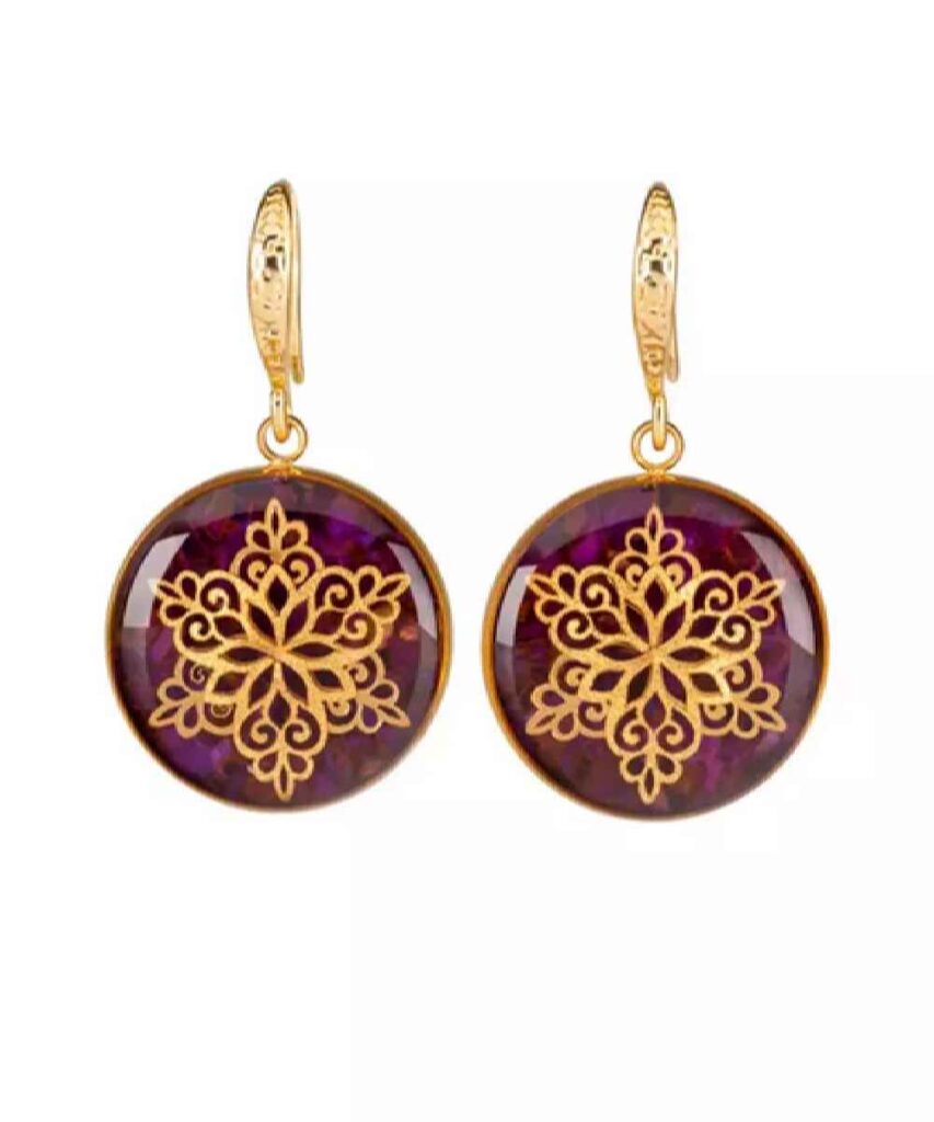 Boucle d'oreille plaquée or pour femmes, Shamse