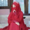 Foulard Carré Islamique Rouge & Demi-Niqab pour Femmes