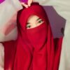 Foulard Carré Islamique Rouge & Demi-Niqab pour Femmes