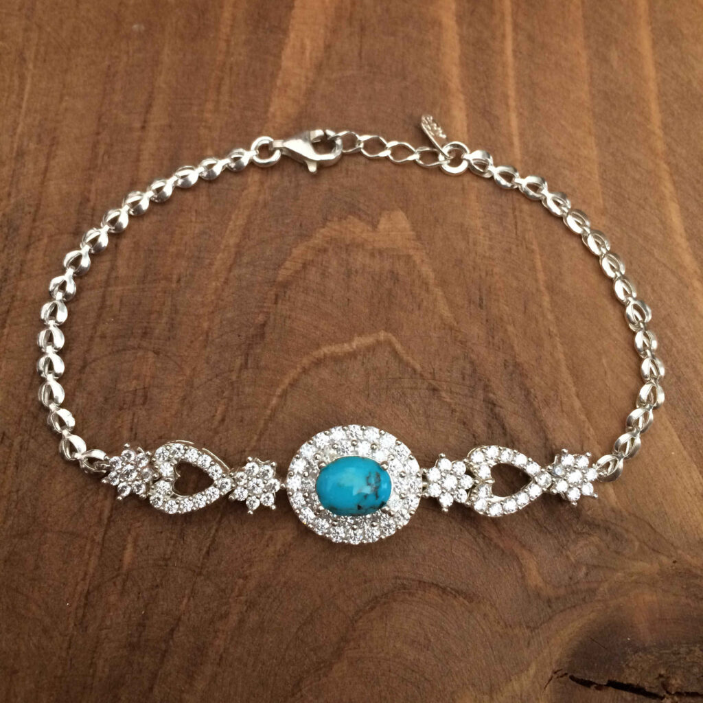 Bracelet en Argent avec Pierre Turquoise pour Femmes Afra