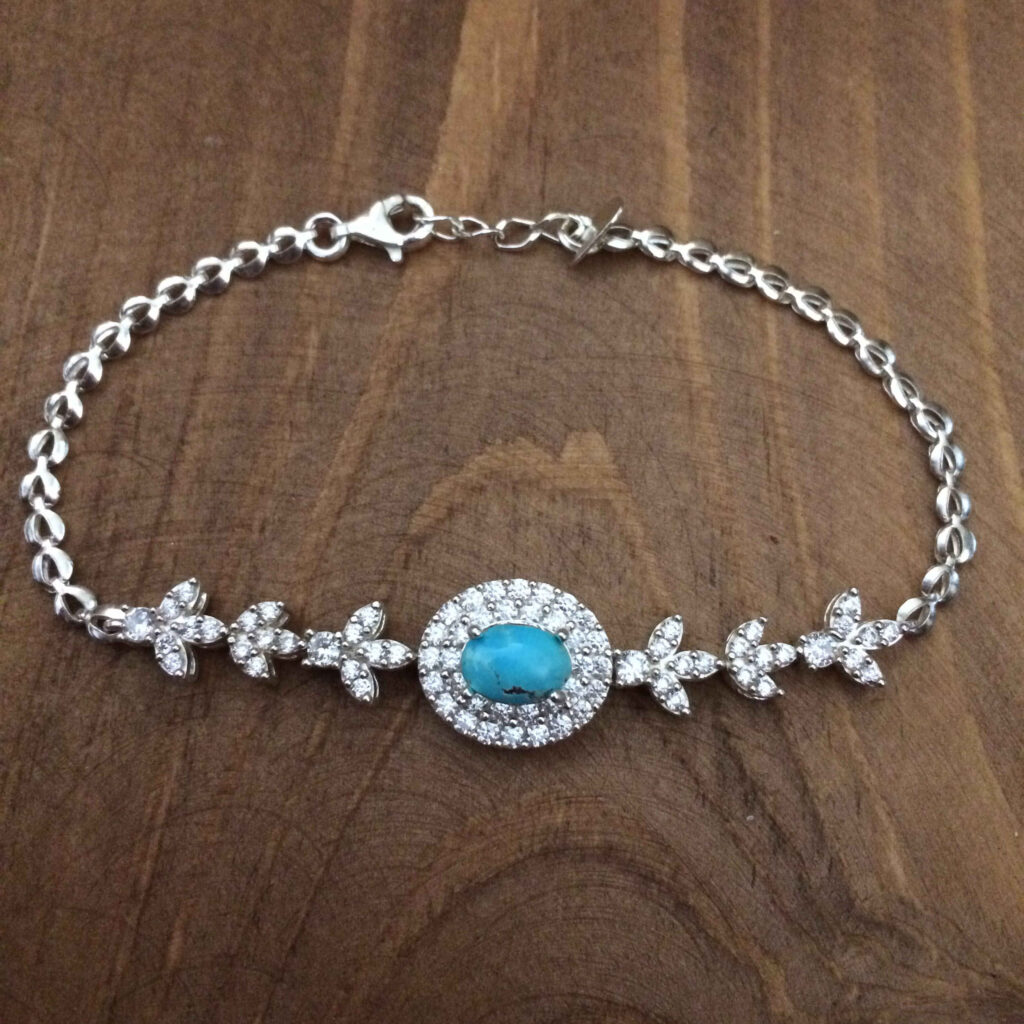 Bracelet en Argent avec Pierre Turquoise pour Femmes Hana