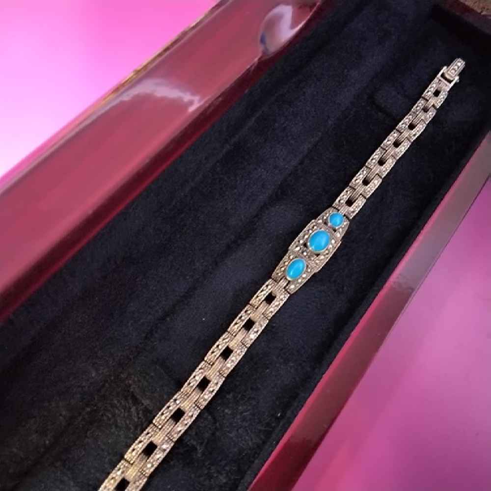 Bracelet en Argent avec Pierre Turquoise pour Femmes Hiva