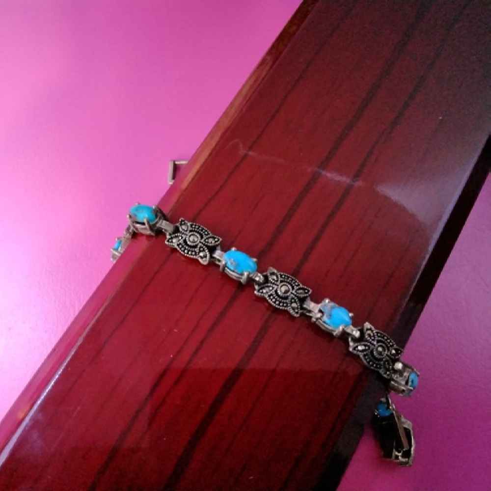 Bracelet en Argent avec Pierre Turquoise pour Femmes Vala
