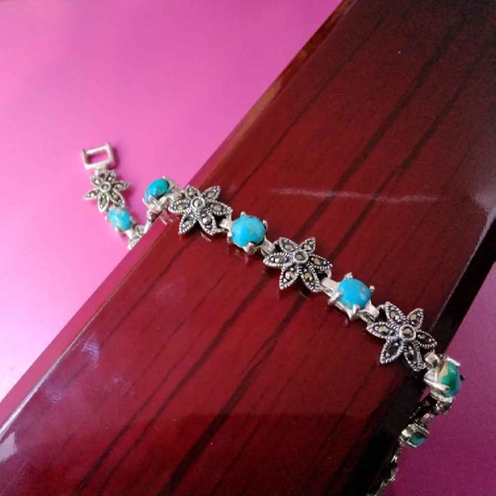 Bracelet en Argent avec Pierre Turquoise pour Femmes Yara