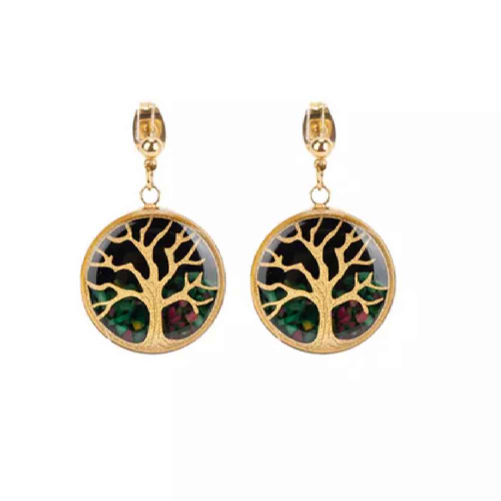 Boucles d'oreilles persanes plaquées or pour femmes, Arbre de Vie