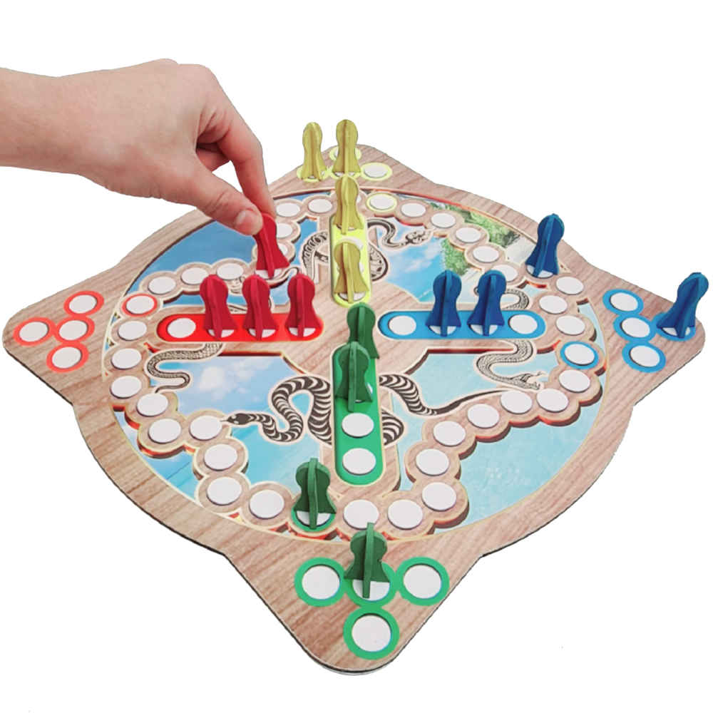Ensemble de Jeu Mensch ärgere Dich nicht (Ludo) & Snakes & Ladders en Bois