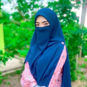Foulard Carré en Crêpe Islamique Yale Blue & Niqab pour Femmes