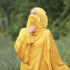 Foulard Carré Islamique Jaune & Demi-Niqab pour Femmes