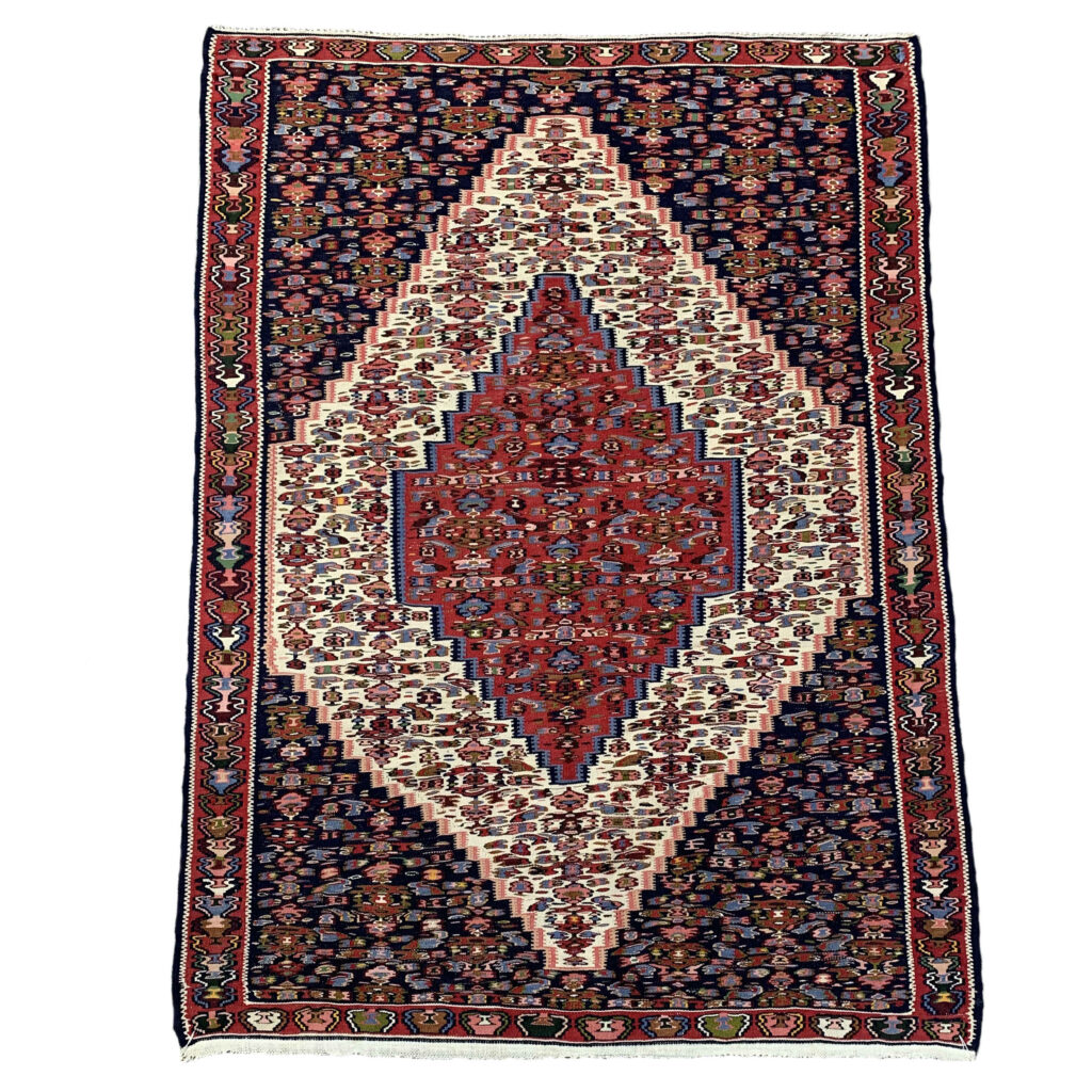 Tapis Kilim en laine persane tissé à la main Traditionnel Ahoo