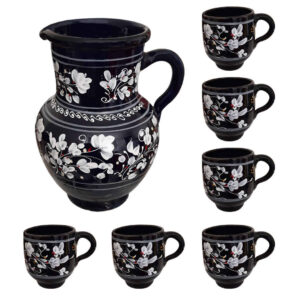 Ensemble Pichet et Tasses en Poterie Persane Fait Main Vafa