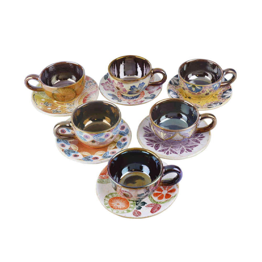 Ensemble de Tasses à Thé Persanes avec Soucoupe - Design Céramique Farjad