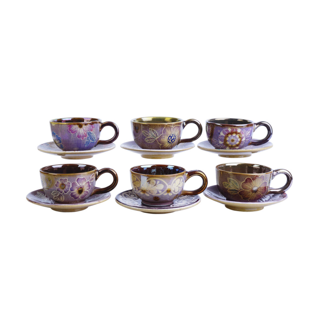 Ensemble de Tasses à Thé Persanes avec Soucoupe - Design Céramique Sherly