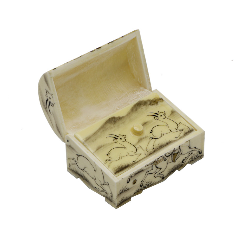 Boîte à bijoux en os artisanale avec motif Chogan persan