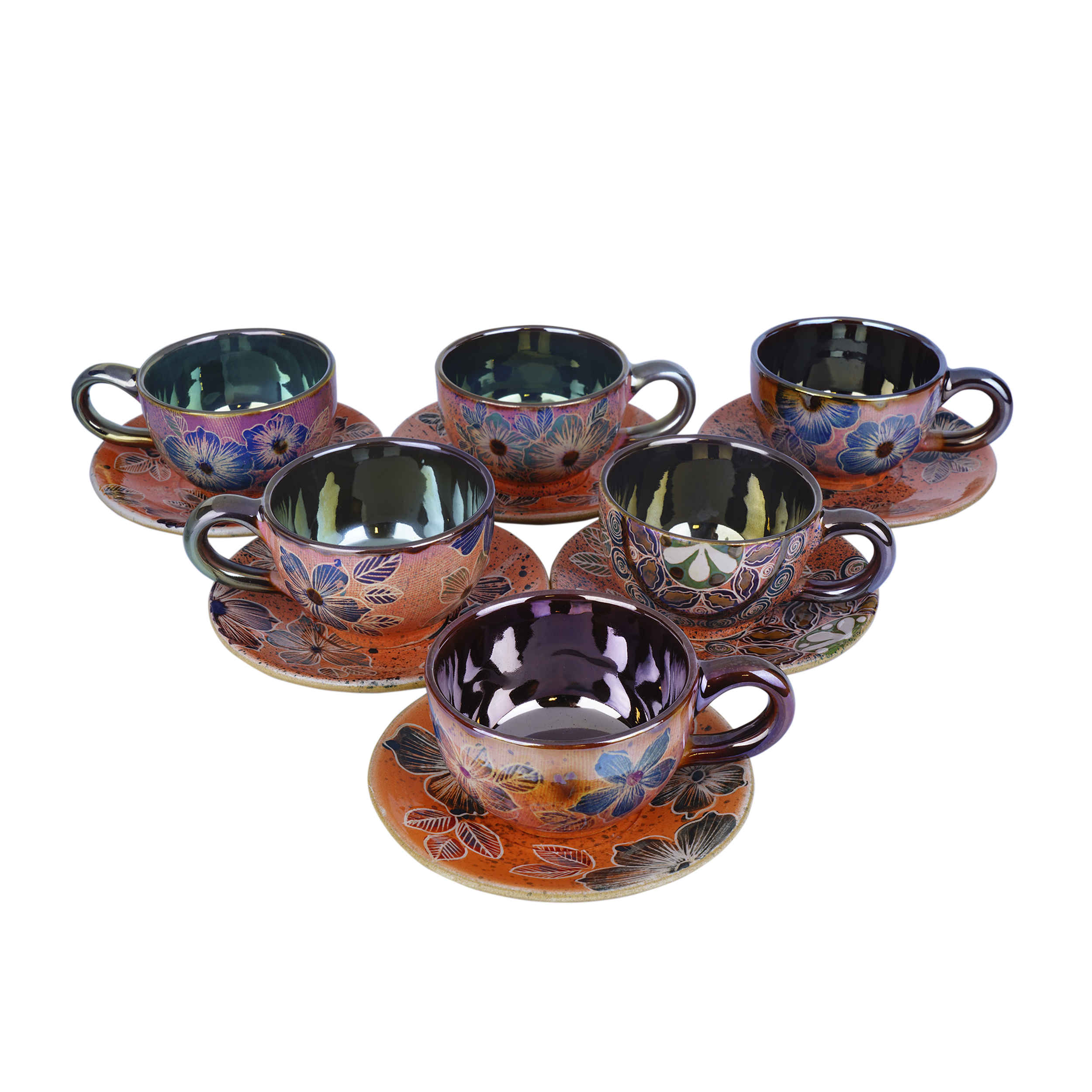 Ensemble de Tasses à Thé Persanes avec Soucoupe - Design Céramique Parisa