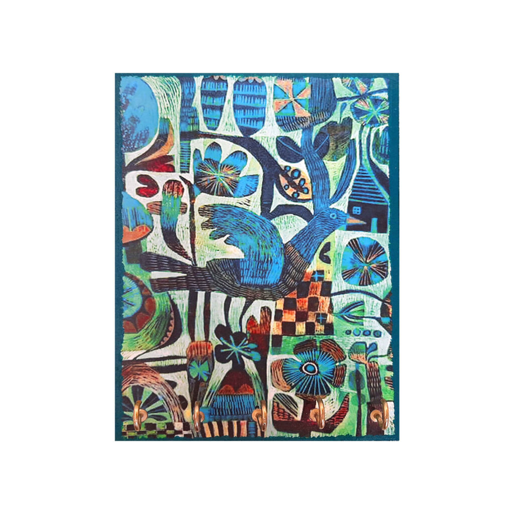 Porte-clés mural décoratif et fait main avec design Oiseau