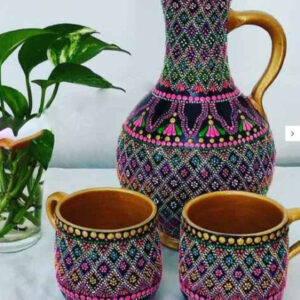 Ensemble Pichet et Tasses en Poterie Persane Fait Main Mandana