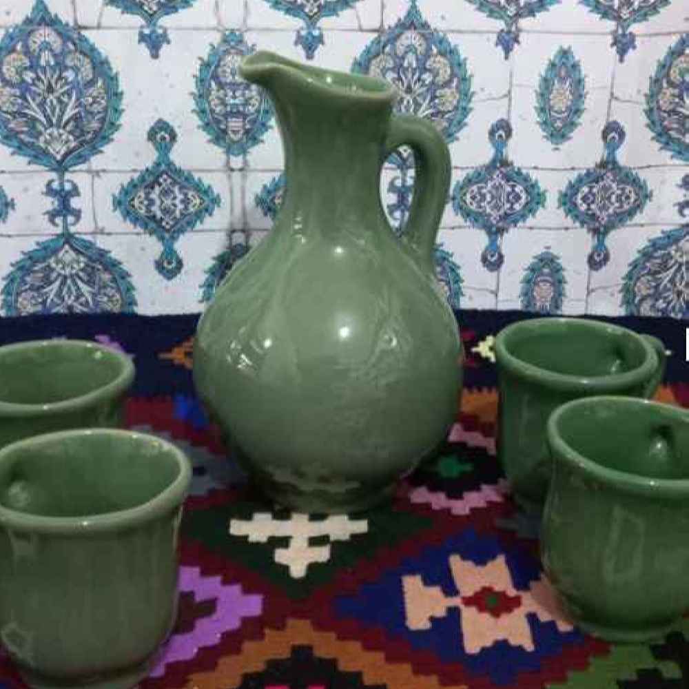 Ensemble Pichet et Tasses en Poterie Persane Fait Main Yasin