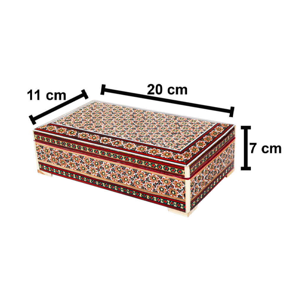 Boîte à bijoux en bois artisanale avec design persan Khatam décoratif