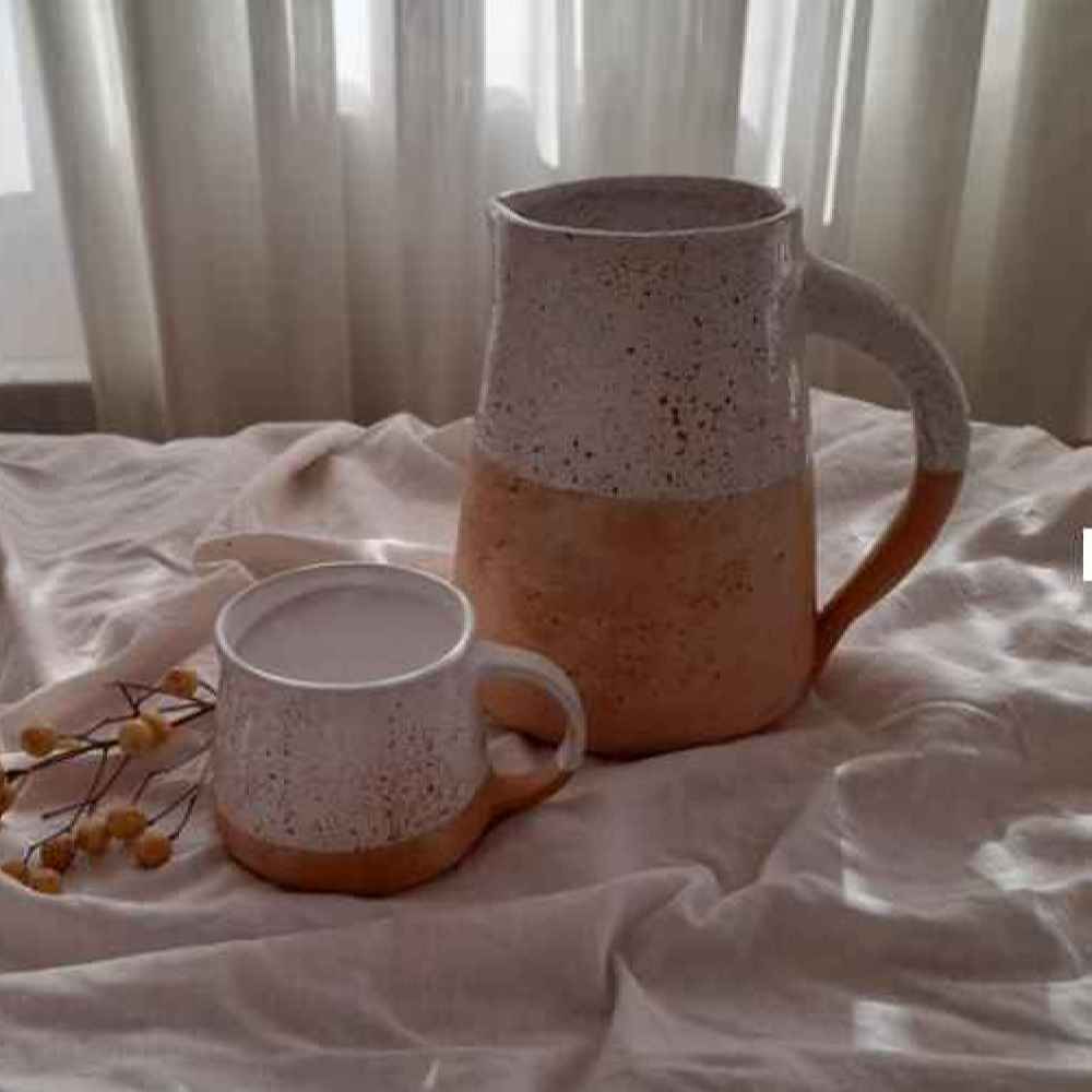 Ensemble Pichet et Tasses en Poterie Fait Main Taher