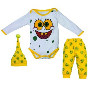 Ensemble de bodies à manches longues modèle Sponge Bob (3 pièces)