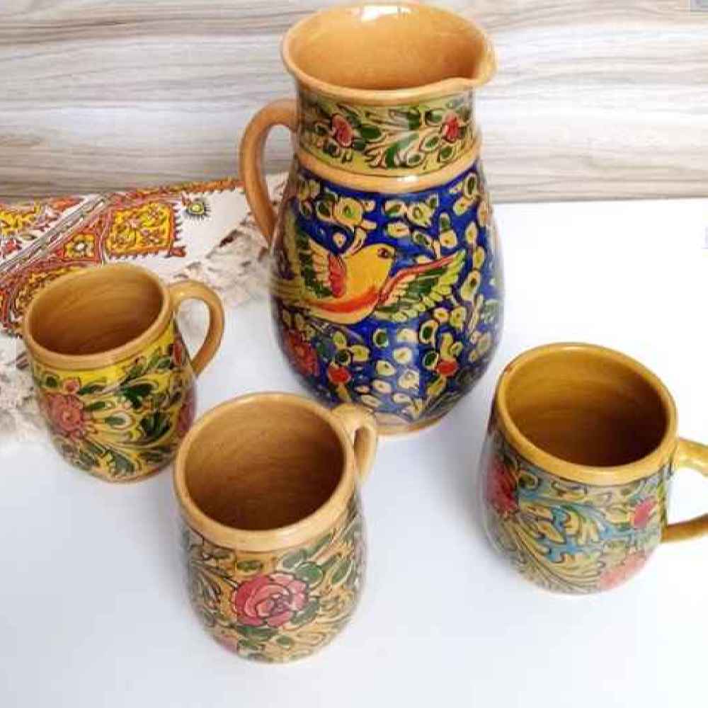 Ensemble Pichet et Tasses en Poterie Persane Fait Main Angela