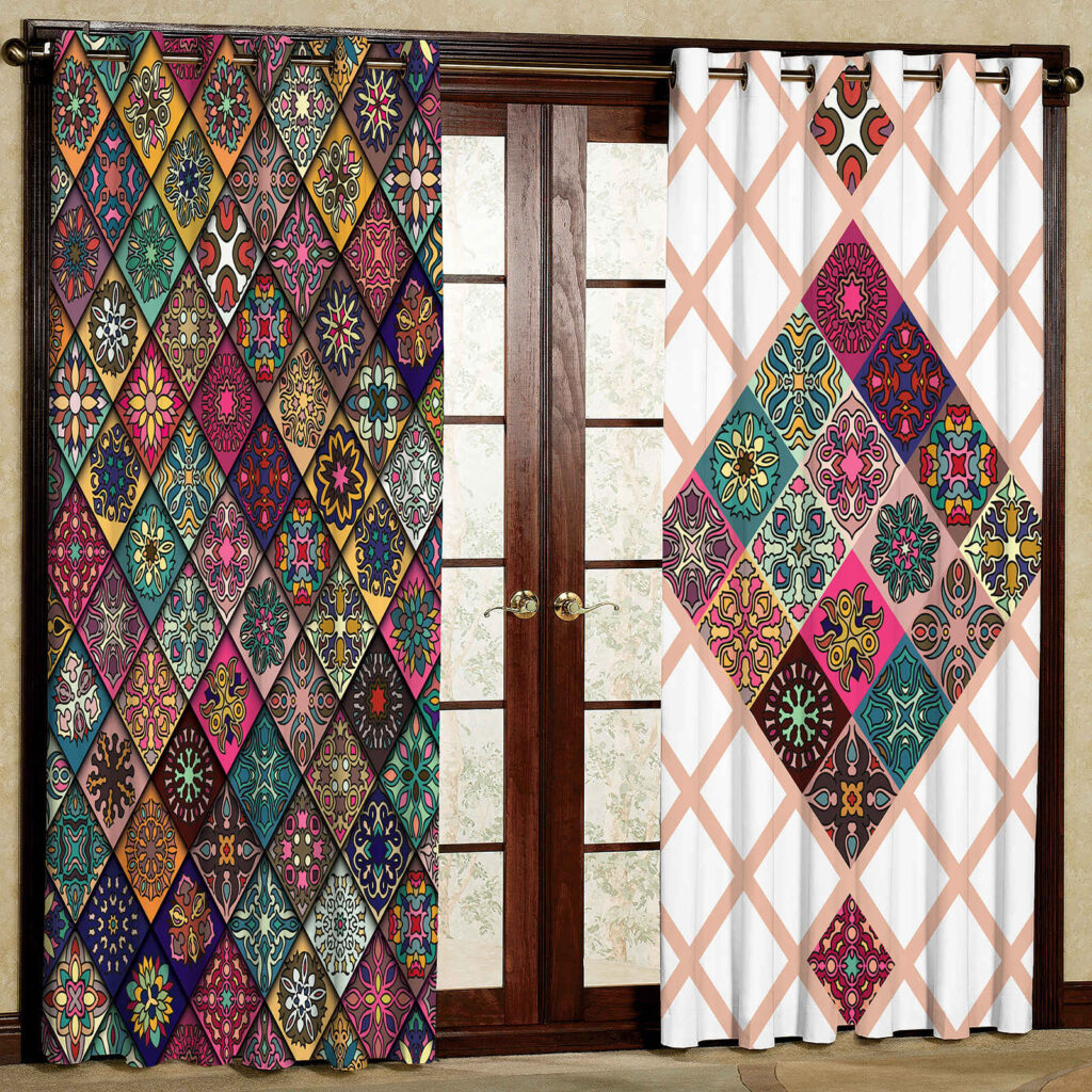 Rideau en velours imprimé avec œillets – Floral Rain