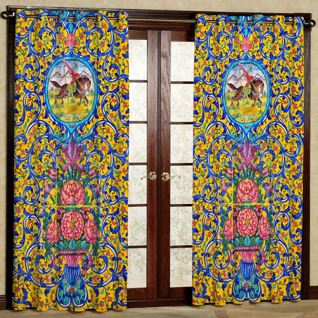 Rideau en velours imprimé avec œillets – Floral Siavash