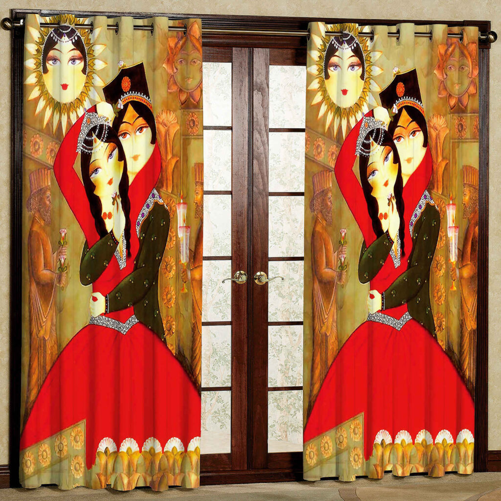 Rideau en velours imprimé persan avec œillets – Majnoon